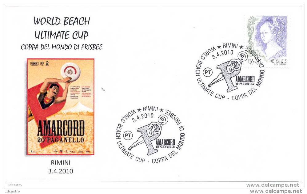 ITALIA ITALY 2010. SPECIAL POSTMARK. WORLD BEACH ULTIMATE CUP. WORLD CUP OF FRISBEE - Sin Clasificación