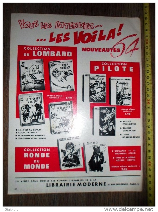 PUB PUBLICITE 1950/1960 LOMBARD PILOTE 1964 ASTERIX ET LES GOTHS MICHEL VAILLANT 13 AU DEPART RIC HOCHET - Collections