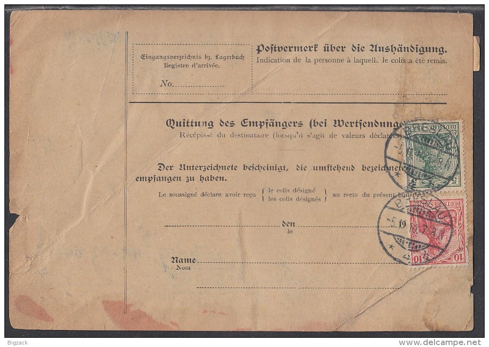 DR Paketkarte Mif Minr.85I,86I,88I,94I Breslau 5.11.10 Gel. Nach London - Briefe U. Dokumente