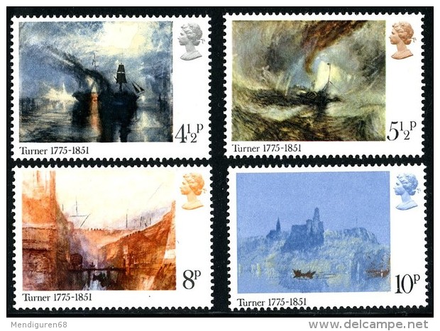 GB 1975 BIRTH BICENTENARY OF J. M. W. TURNER PAINTINGS SET OF 4 SG 971-74 MI 669-72 SC 736-38 IV 747 - Unused Stamps