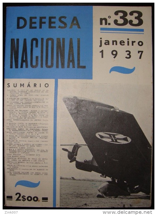 Revista Defesa Nacional De Portugal Nº 33 - Magazine Military - Militaire 1937. - Magazines