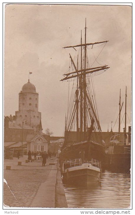 02707 Viipuri Viborg Vyborg Finland - Russia Pier Marina RPPC 1916 - Finlandia
