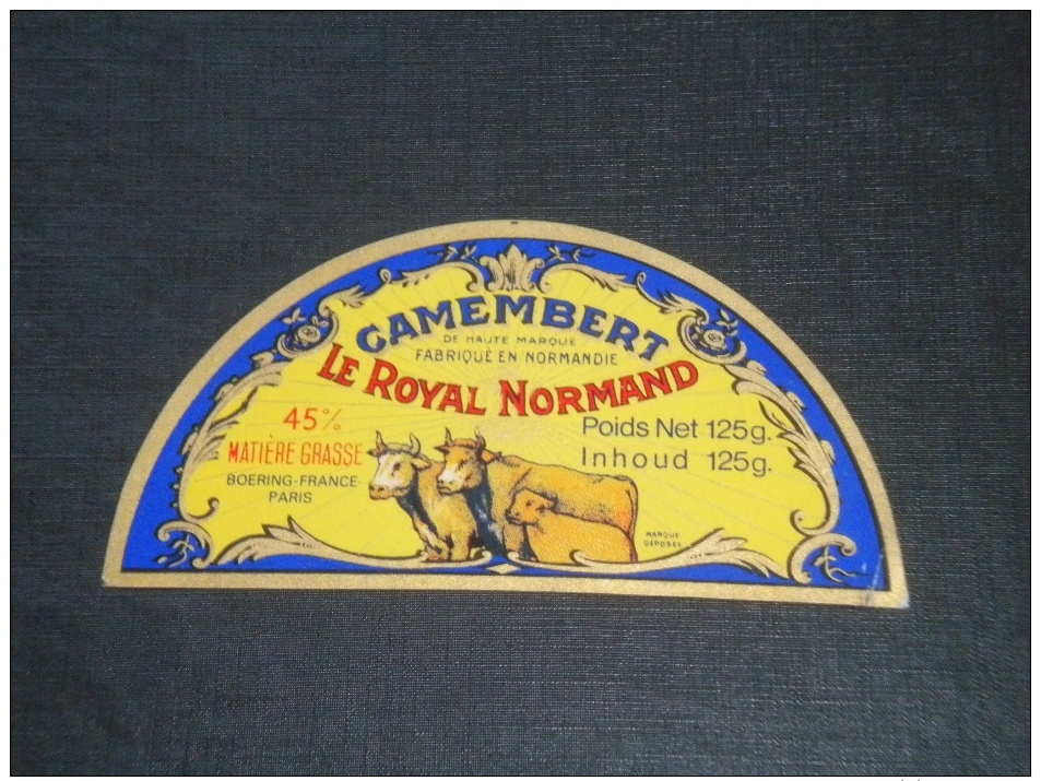 Ancienne étiquette Fromage Neuve Demi Camembert Haute Marque Le Royal Normand   Export Boering France   Vaches - Fromage