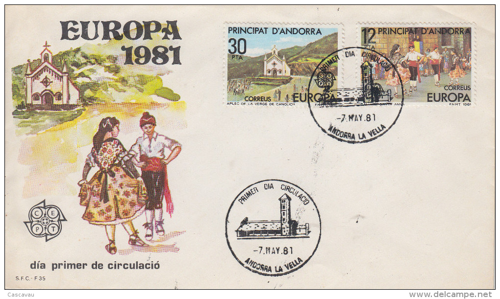 Enveloppe  FDC  1er  Jour  ANDORRE   Espagnol    Paire    EUROPA    1981 - 1981