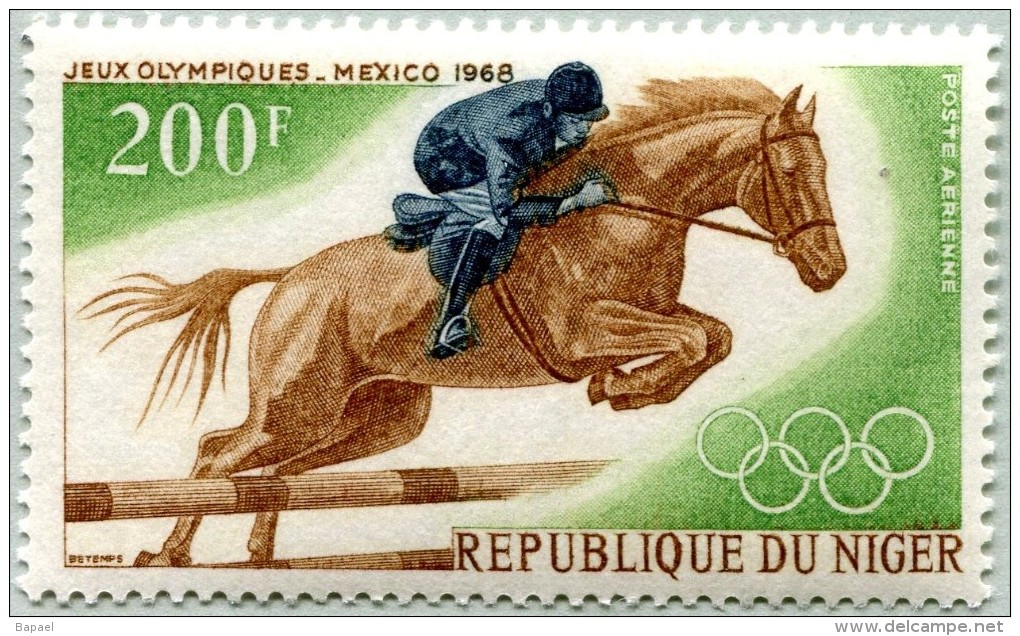 N° Yvert 93 - Timbre De La République Du Niger (Poste Aérienne) (1968) - MNH - JO De Mexico - Équitation (JS) - Niger (1960-...)