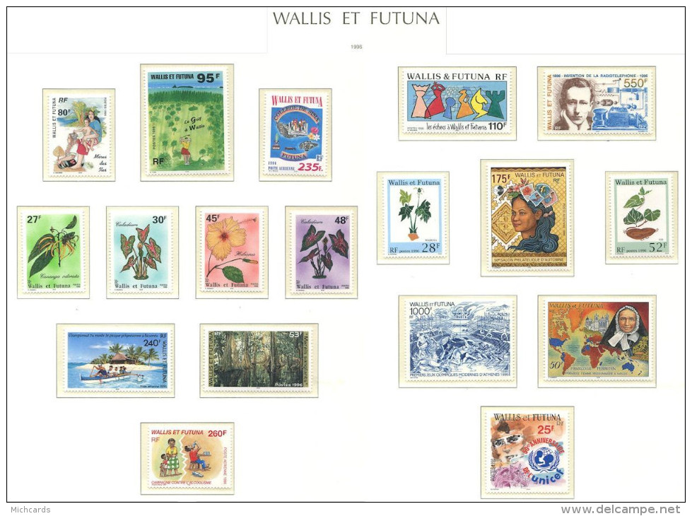 WALLIS FUTUNA 1996 - Annee Complete  (Yvert 485/96 - A 191/96) Neuf ** (MNH) Sans Trace De Charniere - Unused Stamps