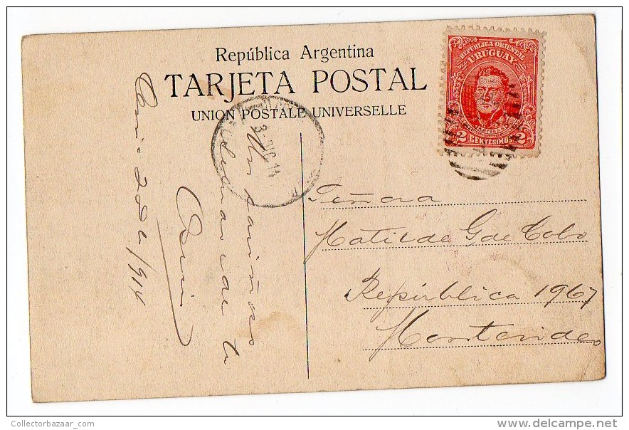 URUGUAY  COLONIA PLAZA 25 AGOSTO RAILROAD RAILWAY TARJETA POSTAL  Ca1900 POSTCARD Cpa Ak (W4_1695) - Uruguay