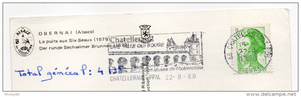 OBERNAI--1988--Le Puits Aux Six Seaux(animée,pub Bière "Mutzig" ,blason ),cpm éd Robo-cachet Chatellerault-86-pont,musée - Obernai