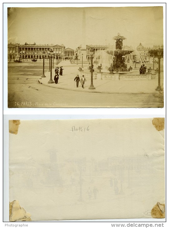 France Paris Place De La Concorde Ancienne Photo Albumine Champagne 1880 - Anciennes (Av. 1900)