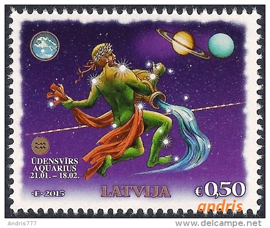 Latvia Lettland Lettonie 2015 (15-08) Zodiac Constellations - Astronomy - Aquarius - The Water Bearer - Latvia