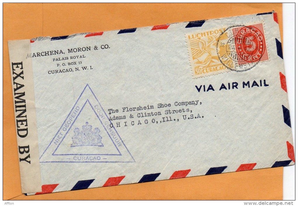 Curacao Old Censored Cover Mailed To USA - Curacao, Netherlands Antilles, Aruba