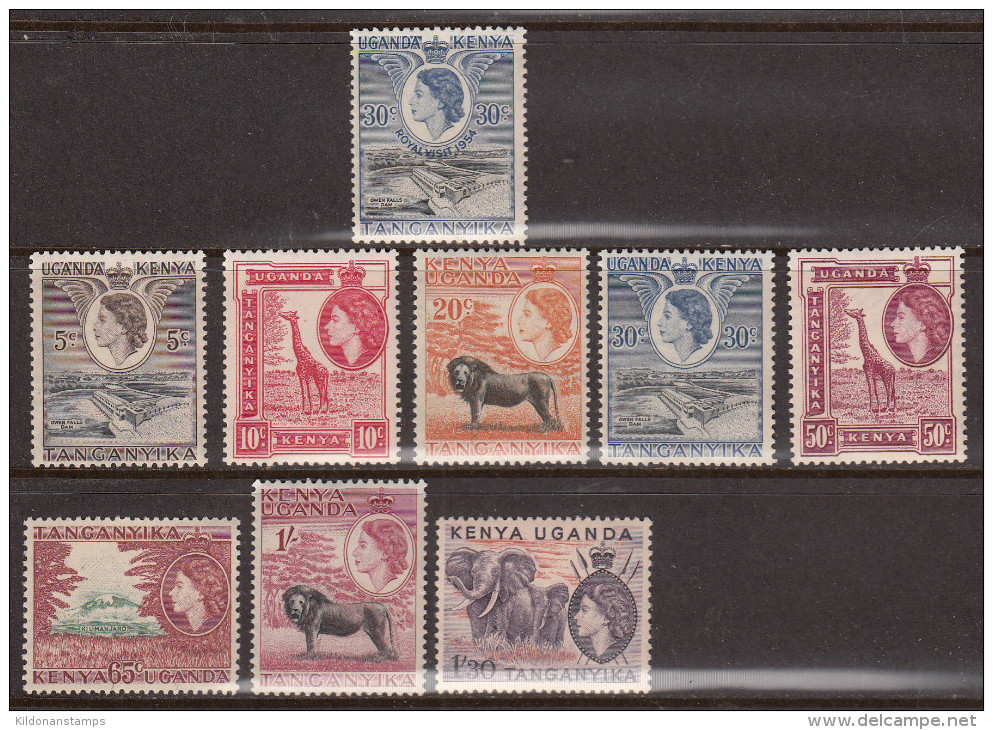 Kenya, Uganda & Tanganyika 1954-59 Mint Mounted, Sc# ,SG 166-168,170-171,173-176 - Kenya, Uganda & Tanganyika