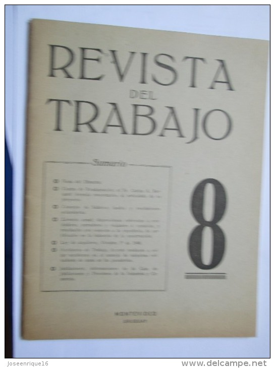 REVISTA DE TRABAJO. JOURNAL OF WORK, TRAVAIL 1948, URUGUAY Num.8 - Andere & Zonder Classificatie