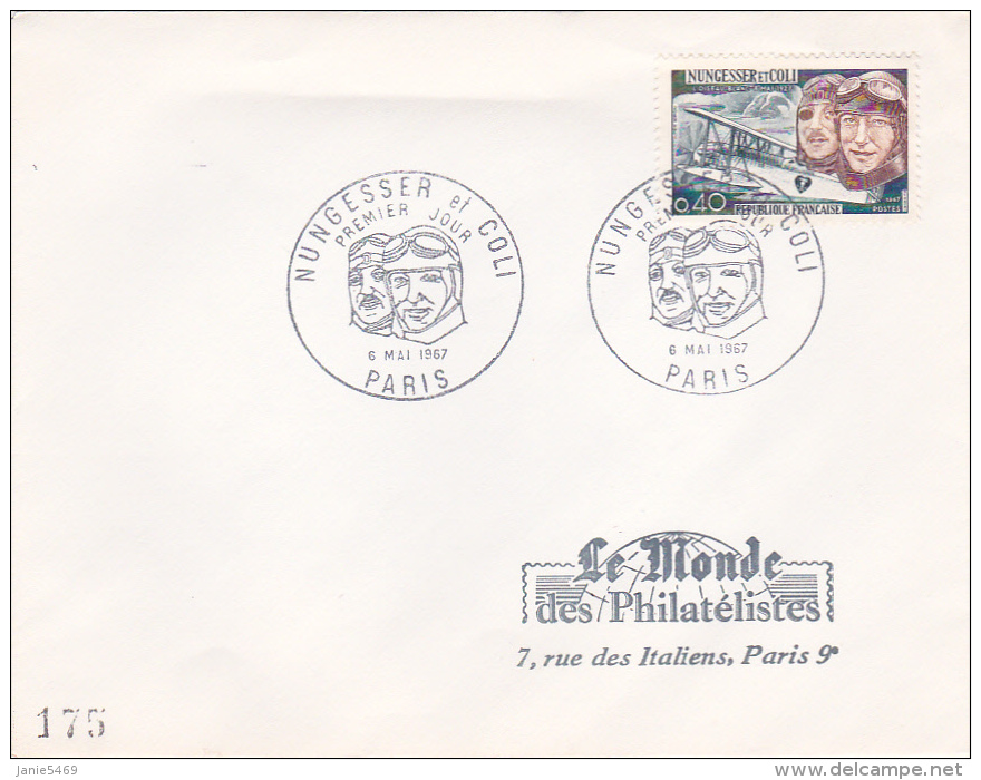 France 1967 Nungesser And Coli FDC - Covers & Documents