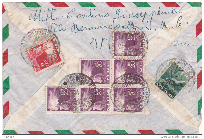 Italia 1950 Lettera Via Aerea Per Australia Democratica 20 Lire X 10,1 Lira E 4 Lire - 1946-60: Used