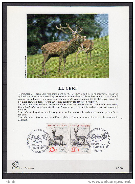 FRANCE 1988 : Encart Philatélique 1er Jour " LE CERF ". 2 X N°YT 2540. Parfait état. FDC - Sonstige & Ohne Zuordnung