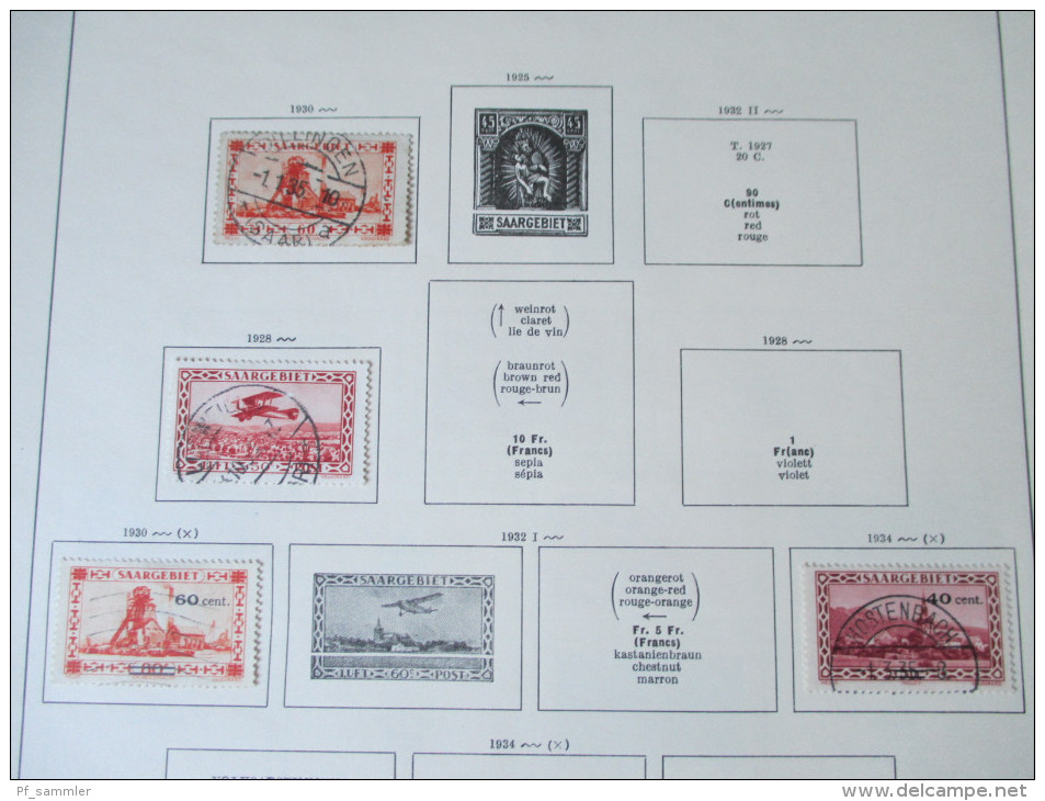 Saar 1920 - 1960 auf VD. Altes Auktionslos! Schöne gestempelte Marken! Saubere Stempel / Z.T. Ersttag / Sonderstempel