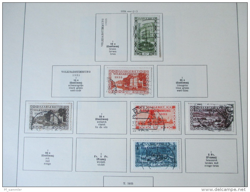 Saar 1920 - 1960 auf VD. Altes Auktionslos! Schöne gestempelte Marken! Saubere Stempel / Z.T. Ersttag / Sonderstempel