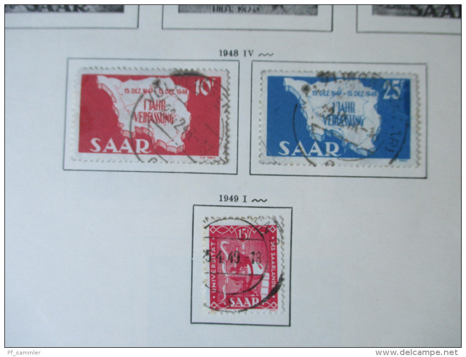 Saar 1920 - 1960 auf VD. Altes Auktionslos! Schöne gestempelte Marken! Saubere Stempel / Z.T. Ersttag / Sonderstempel