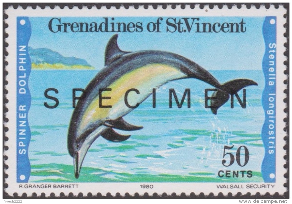 Grenadines De St Vincent 1980 Y&T 175/8. Surchargés Specimen. Cétacés : Baleine, Dauphins, Orque - Dauphins