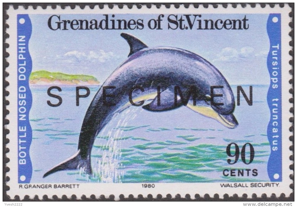 Grenadines De St Vincent 1980 Y&T 175/8. Surchargés Specimen. Cétacés : Baleine, Dauphins, Orque - Dauphins