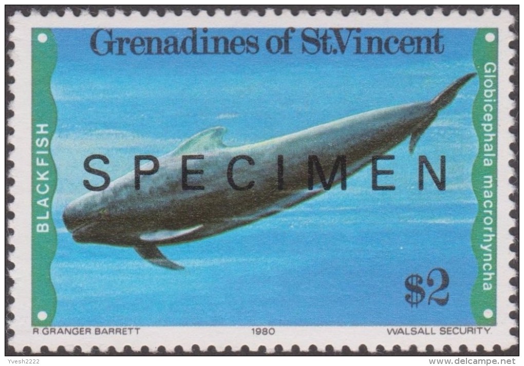 Grenadines De St Vincent 1980 Y&T 175/8. Surchargés Specimen. Cétacés : Baleine, Dauphins, Orque - Dauphins