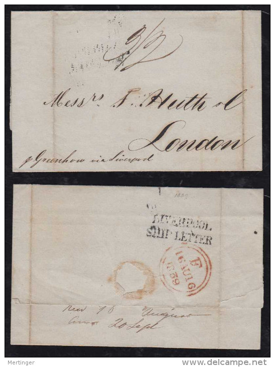 Brazil Brasil 1839 Ship Letter BAHIA To LONDON England With Greenhow - Prephilately