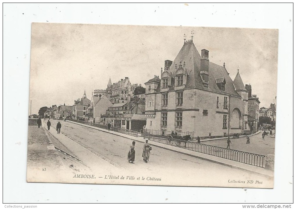 Cp , 37 , AMBOISE , L´hôtel De Ville Et Le Château , Ed : ND 23 , Vierge - Amboise