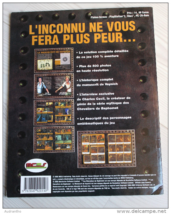 Guide Stratégique Officiel Les Chevaliers De Baphomet Manuscrit De Voynich PS2 Xbox PC 2003 MCES - Merchandising