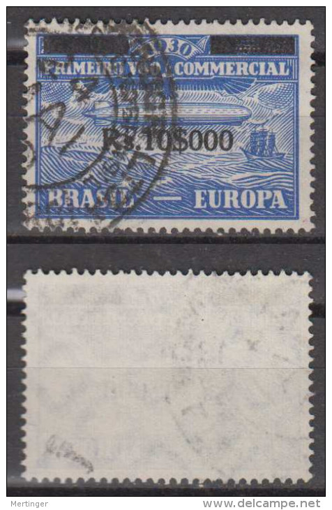 Brazil Brasil 1930 Zeppelin Mi# 8 Used Overprint 10$000 - Posta Aerea (società Private)