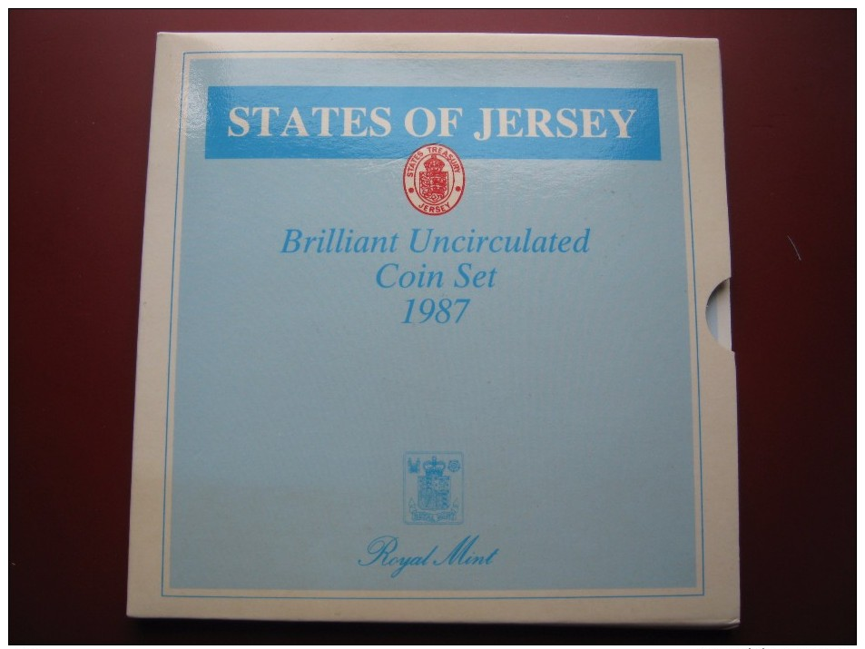 States Of Jersey 1987 7 Coin Set BUNC Royal Mint  Folder 1 Penny - 1 Pound - Jersey