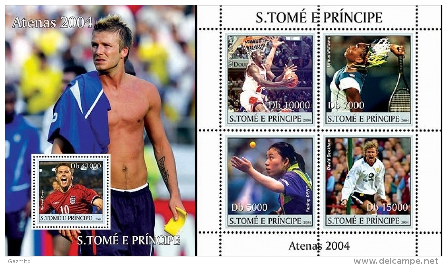S. Tomè 2004, Olympic Games In Athens, Football, 4val In BF +BF - Neufs