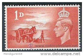 GB 1948 KING GEORGE VI CHANNEL ISLES LIBERATION MINT 1d Orange Sg C1 Mi 235 Iv 239 Sc 269 - Unused Stamps