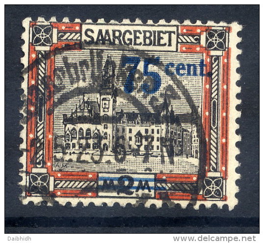 SAAR 1921 Surcharge 75c On 2 Mk. With Bright Blue Overprint, Used  Michel 79 A II  (€150) - Used Stamps
