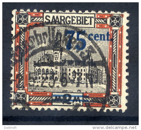 SAAR 1921 Surcharge 75c On 2 Mk. With Bright Blue Overprint, Used  Michel 79 A II  (€150) - Gebruikt