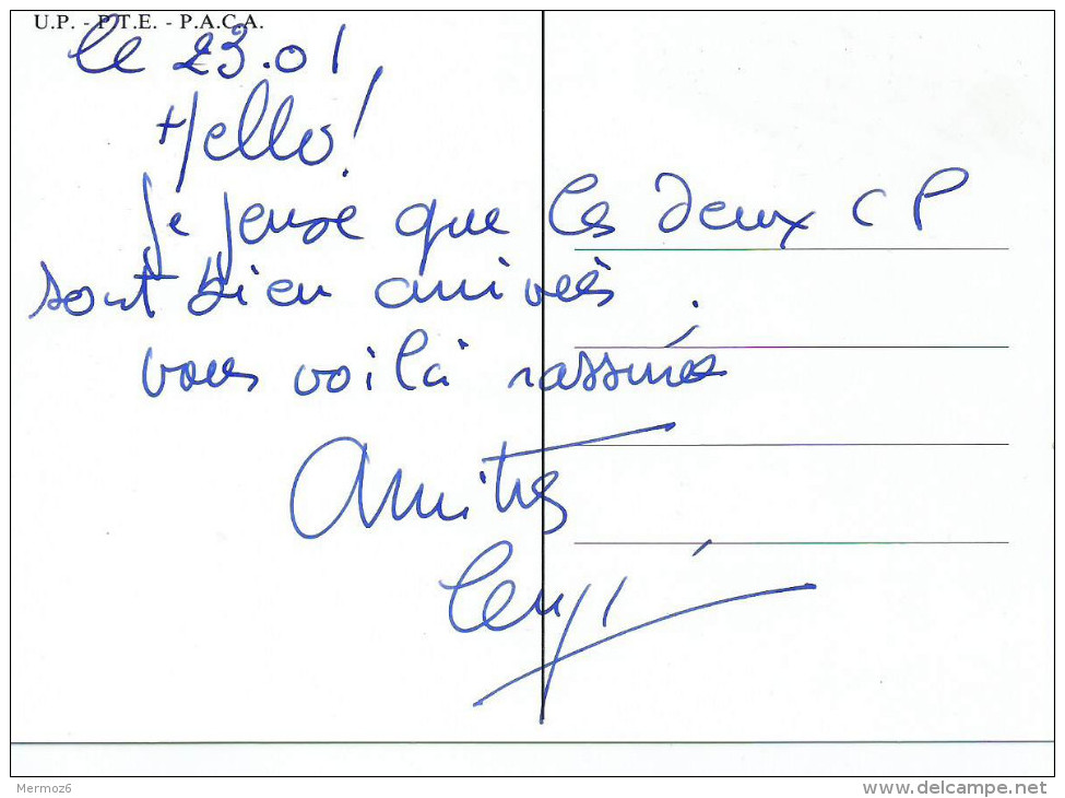 UP PTE PACA Timbre Marianne La Poste 1990 Illustration Signee Marc Lenzi Signature De L’auteur Au Dos - Lenzi