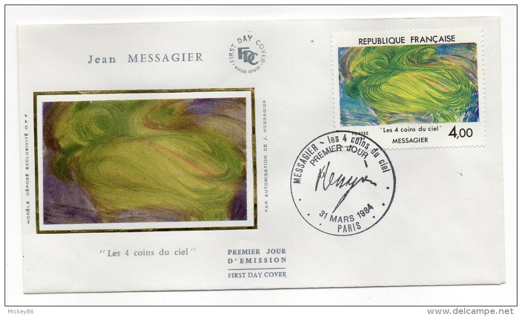 1984--enveloppe 1er Jour-FDC"Soie"-Jean MESSAGIER--"Les 4 Coins Du Ciel"---cachet  PARIS--75 - 1980-1989