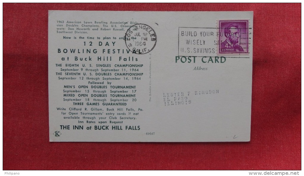 1963 American Lawn Bowling  Association Buck Hills Falls Pa=  Ref  2047 - Boliche