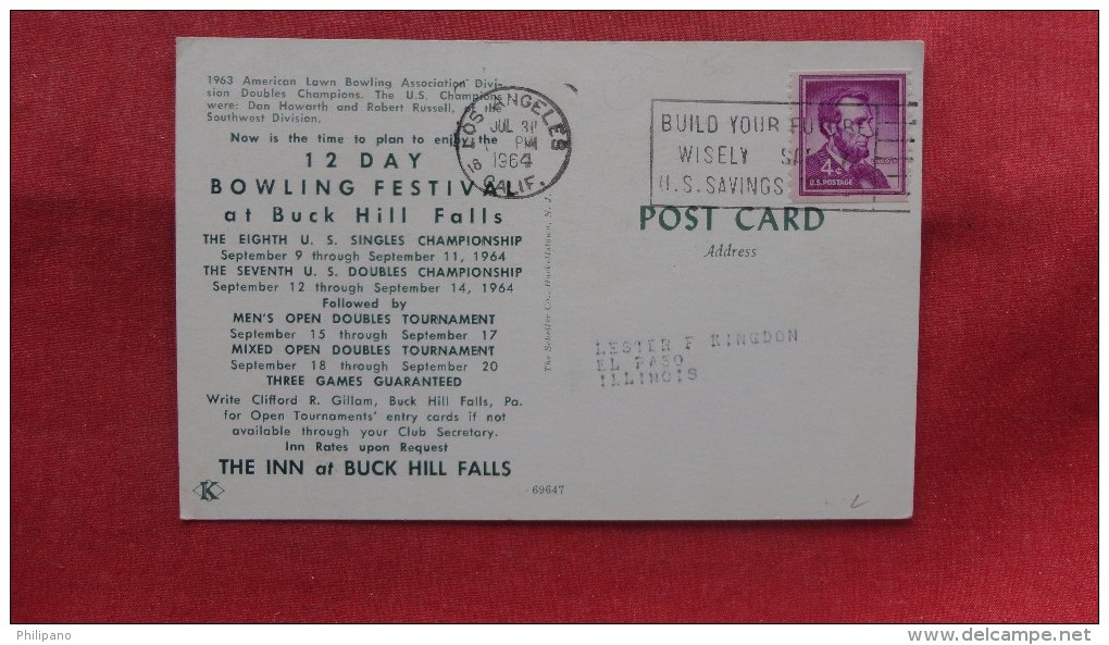1963 American Lawn Bowling  Association Buck Hills Falls Pa=  Ref  2047 - Bowling