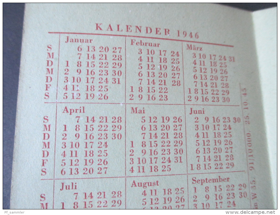 Alte Visitenkarte 1946. Fritz Jeuthe Briefmarkenhandlung. Berlin W 35. Hochbahn Bülowstraße. Mit Kalender. Klappkarte - Visiting Cards