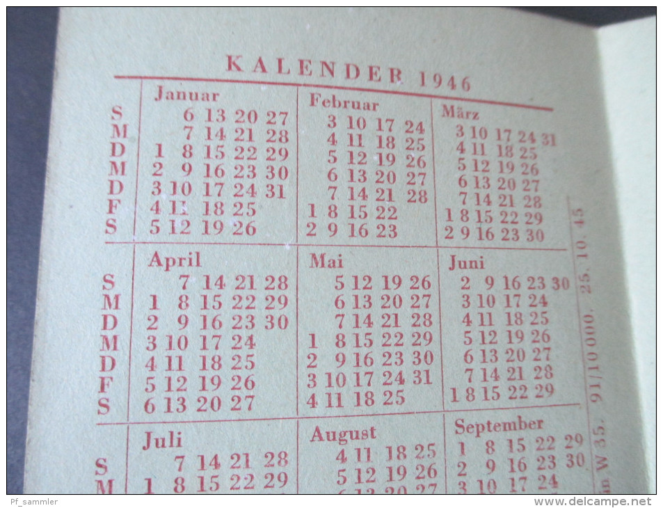 Alte Visitenkarte 1946. Fritz Jeuthe Briefmarkenhandlung. Berlin W 35. Hochbahn Bülowstraße. Mit Kalender. Klappkarte - Cartoncini Da Visita