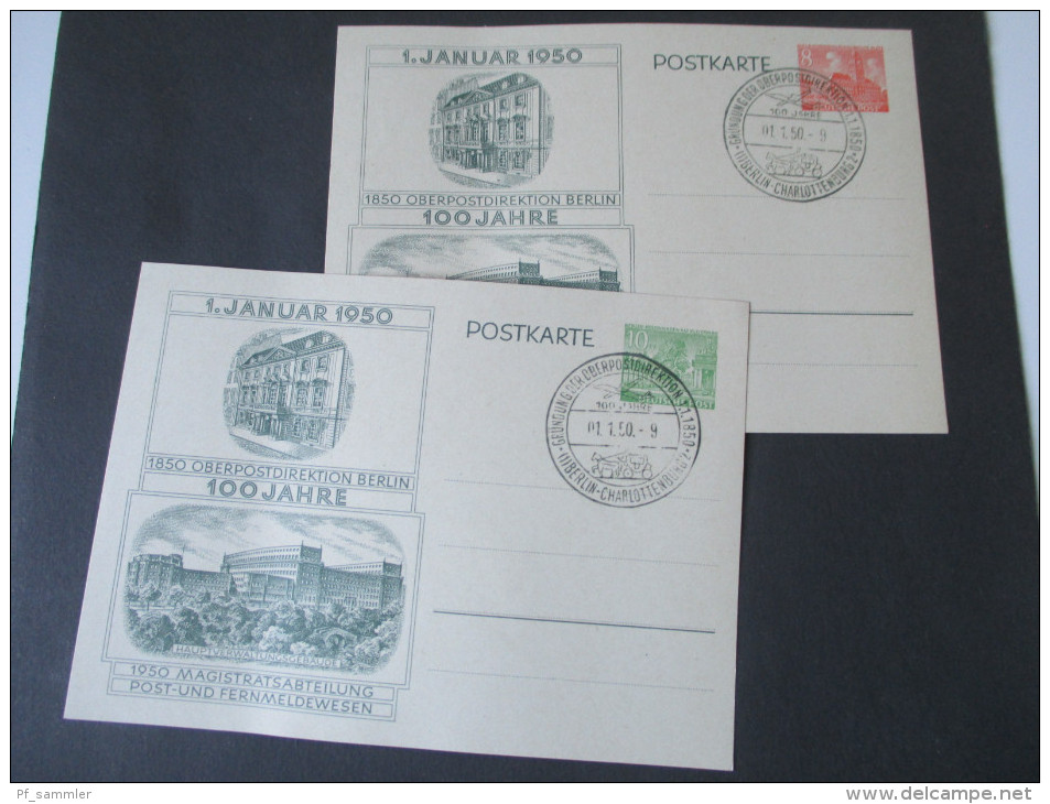 Berlin 1950 Ganzsache P10 / 11 Sonderstempel. 100 Jahre Oberpostdirektion Berlin. Bauten. Katalogert 90€ - Postkarten - Gebraucht