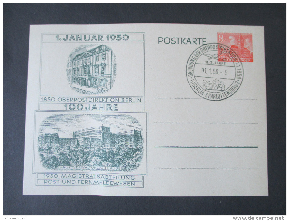 Berlin 1950 Ganzsache P10 / 11 Sonderstempel. 100 Jahre Oberpostdirektion Berlin. Bauten. Katalogert 90€ - Postcards - Used