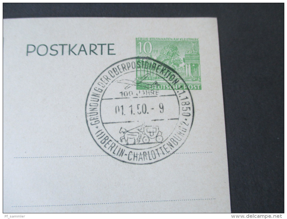 Berlin 1950 Ganzsache P10 / 11 Sonderstempel. 100 Jahre Oberpostdirektion Berlin. Bauten. Katalogert 90€