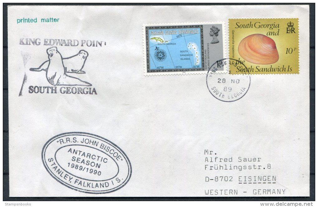 1989 F.I.D.South Georgia King Edward Point Seals Walrus RSS John Briscoe Ship Cover - Polar Ships & Icebreakers