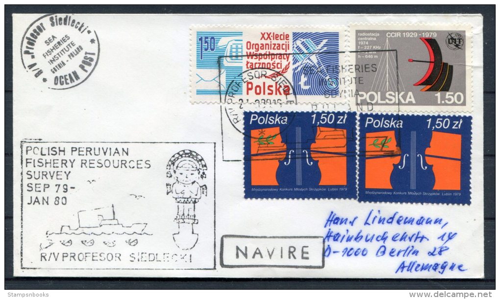 1989 Poland Peru Navire R/V Profesor Siedlecki Ocean Post Peruvian Fishery Resources Survey Ship Cover - Polar Ships & Icebreakers