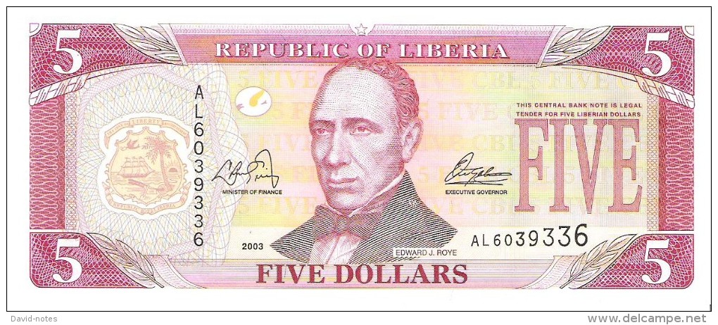 Liberia - Pick 26a - 5 Dollars 2003 - Unc - Liberia