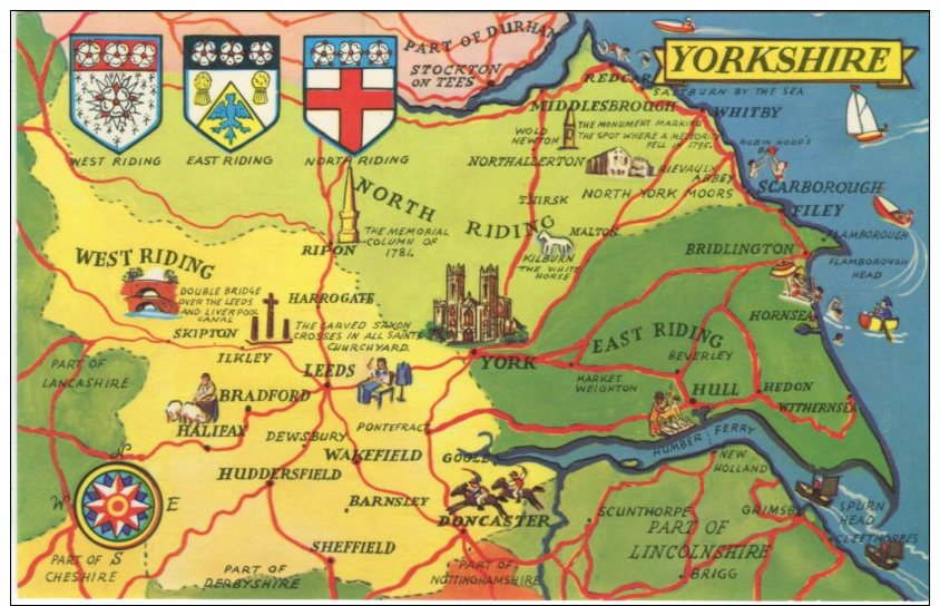 Unknown Postcard, Pictorial Map Of Yorkshire, PT20600 - Autres & Non Classés