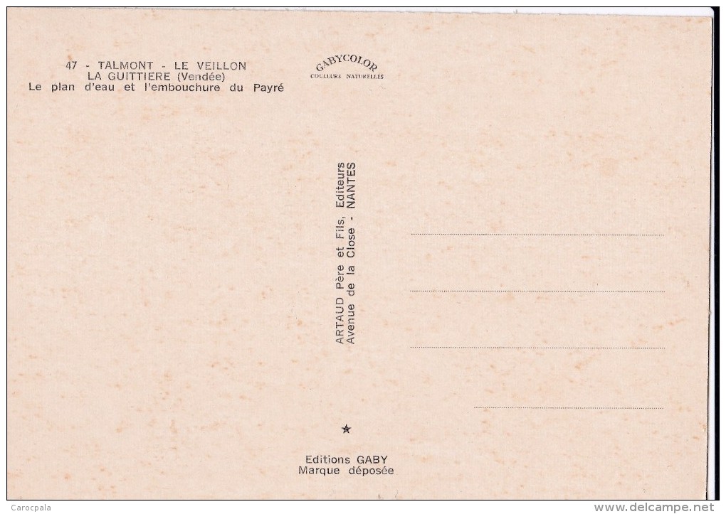 Carte 1970 TALMONT / LA VEILLON / LA GUITTIERE / LE PLAN D'EAU - Talmont Saint Hilaire