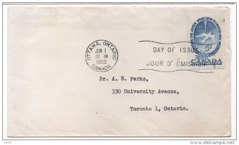 Enveloppe - Avec Cachet D' Otttawan Ontario - Day Of Issue -  Jour D'' Emission  (81886) - 1952-1960